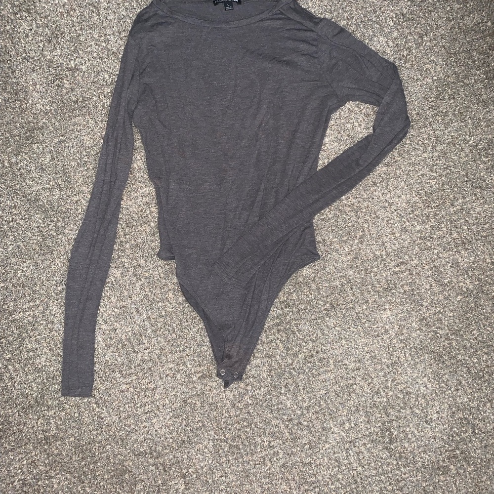 Fashion Nova Charcoal Long Sleeve Top